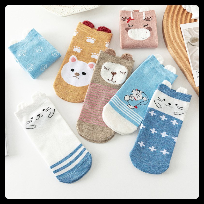 Vớ cổ ngắn nữ xinh giá rẻ hình thú cưng thời trang Hàn Quốc giữ ấm mùa đông cao cấp