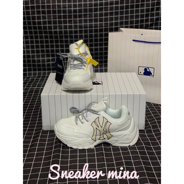 Giày mlb ny chữ vàng 11 . Giày thể thao nam nữ sneaker chữ in hàng xịn xò full box