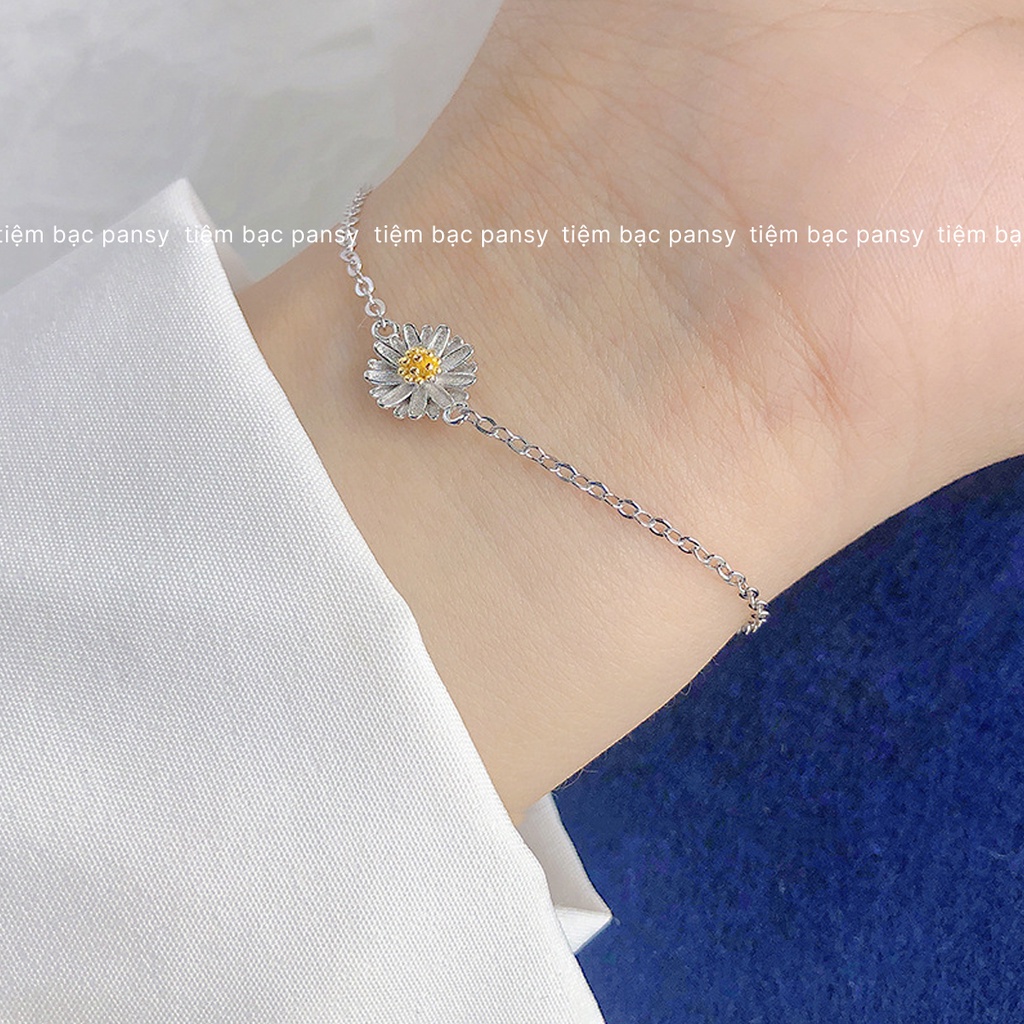 Lắc tay cúc hoạ mi bạc ta PANSY dây mảnh duyên dáng - Vòng bạc nữ bạc thật cao cấp