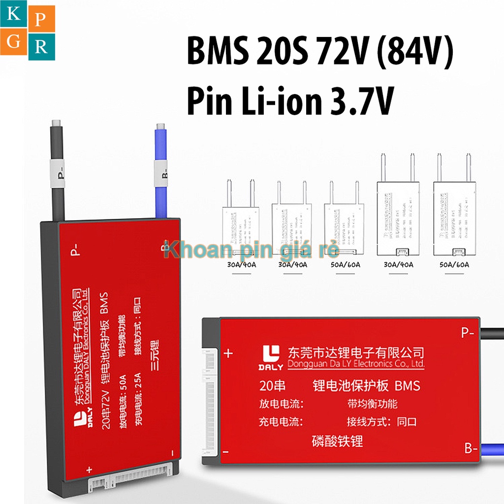 KPGR Mạch 20S 72V  Daly bảo vệ pin Li-ion 3.7V