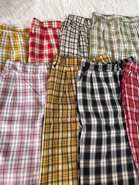 Quần Ống Rộng Culottes Xuông kẻ Caro siêu hot