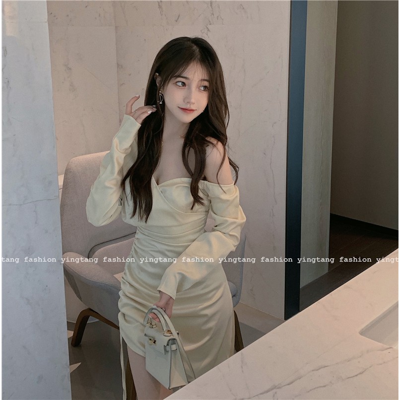 ( ORDER ) Đầm váy nữ lệch vai rút dây sexy ulzzang AK1094
