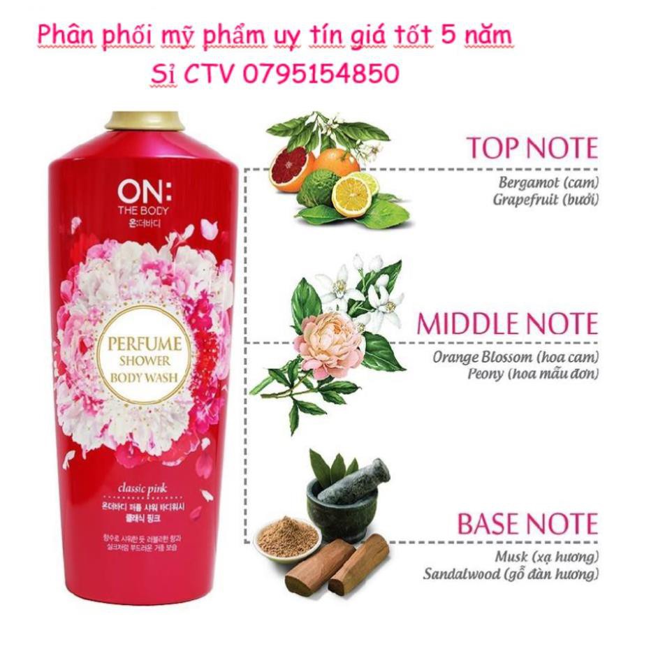 Sữa tắm dưỡng ẩm hương nước hoa On: The Body Perfume Classic Pink 1000g