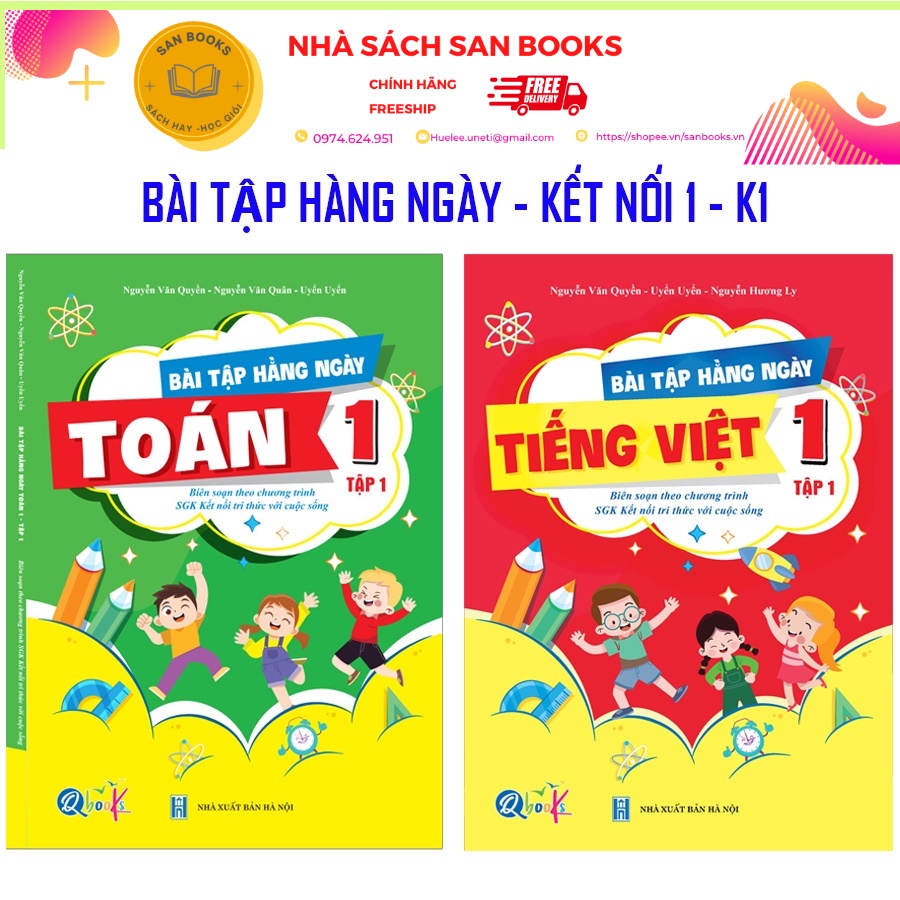 Combo Bài Tập Hằng Ngày Toán và Tiếng Việt Lớp 1 - kì 1 - Kết nối tri thức với cuộc sống (2 quyển)