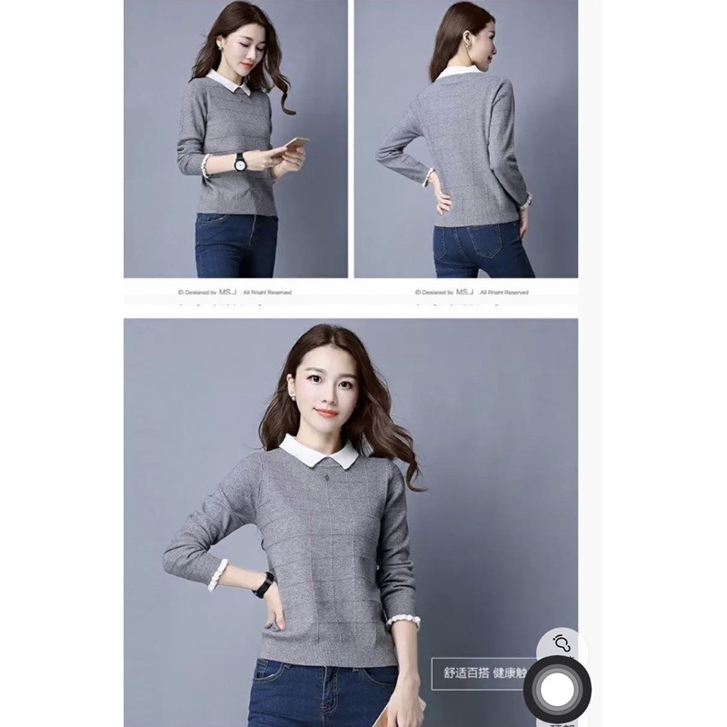 MS083 Áo len tay xoè cổ đức