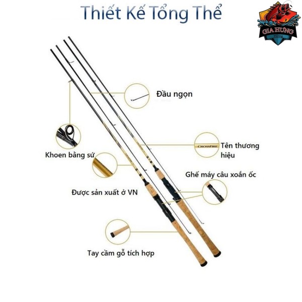 Cần câu lure Daiwa crossfire xuất sứ Việt Nam. độ cứng ML, hàm lượng carbon cao, cần nhẹ, tải cá tốt