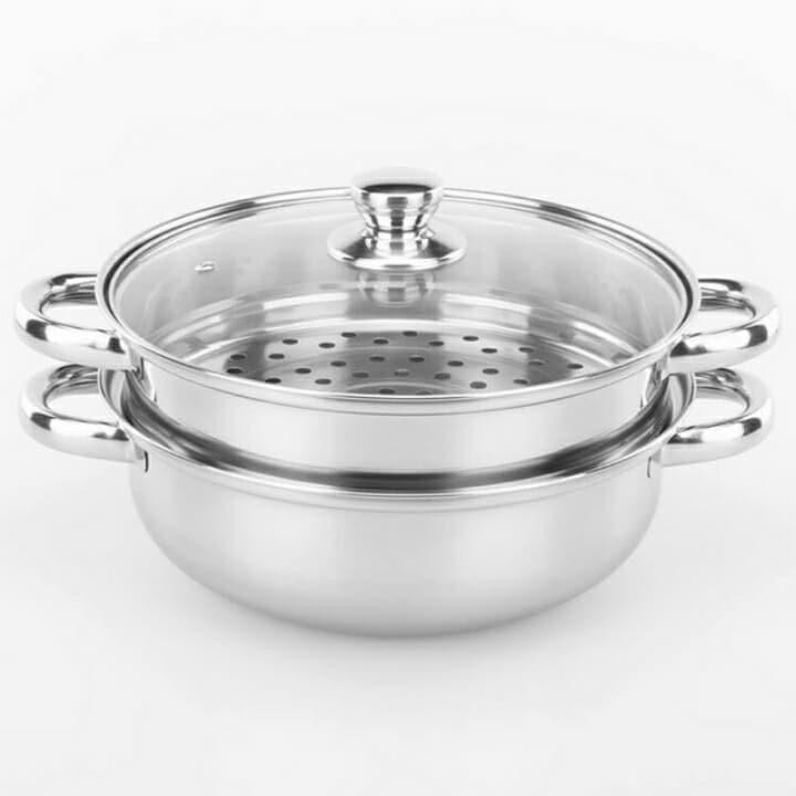 ⚡ Bộ nồi hấp pot 28cm, Nồi Inox 2 Tầng ,Xửng Hấp Bánh Bao, Nồi Lẩu Inox Đa Năng 28cm Cao Cấp Bền Đẹp ⚡
