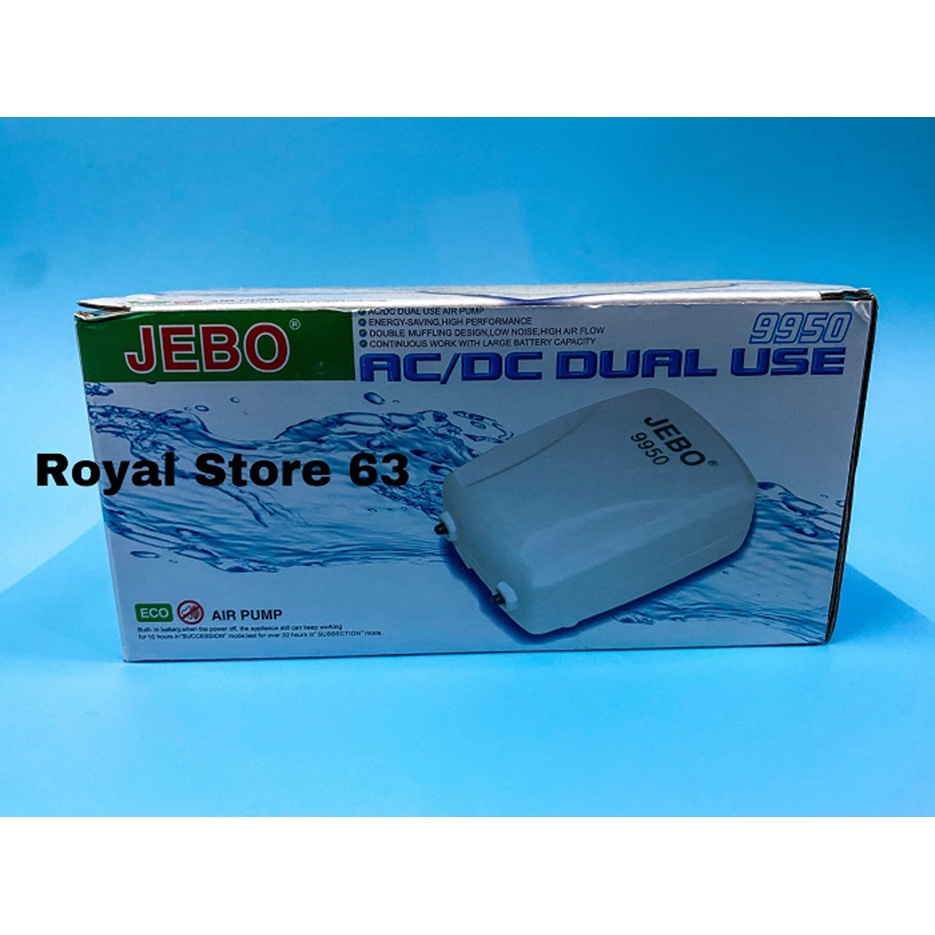 Jebo 9950 máy tạo oxy tích điện dự phòng khi cúp điện cho bể cá