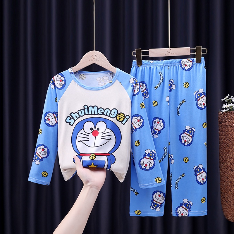 Bộ Đồ Ngủ Cotton Tay Dài In Họa Tiết Hoạt Hình Phong Cách Hàn Quốc Cho Bé