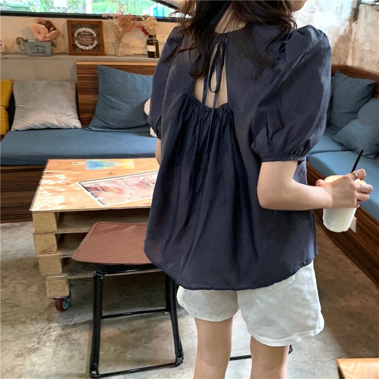 Áo tay ngắn thiết kế buộc dây phong cách Hàn Quốc thời trang cho nữ