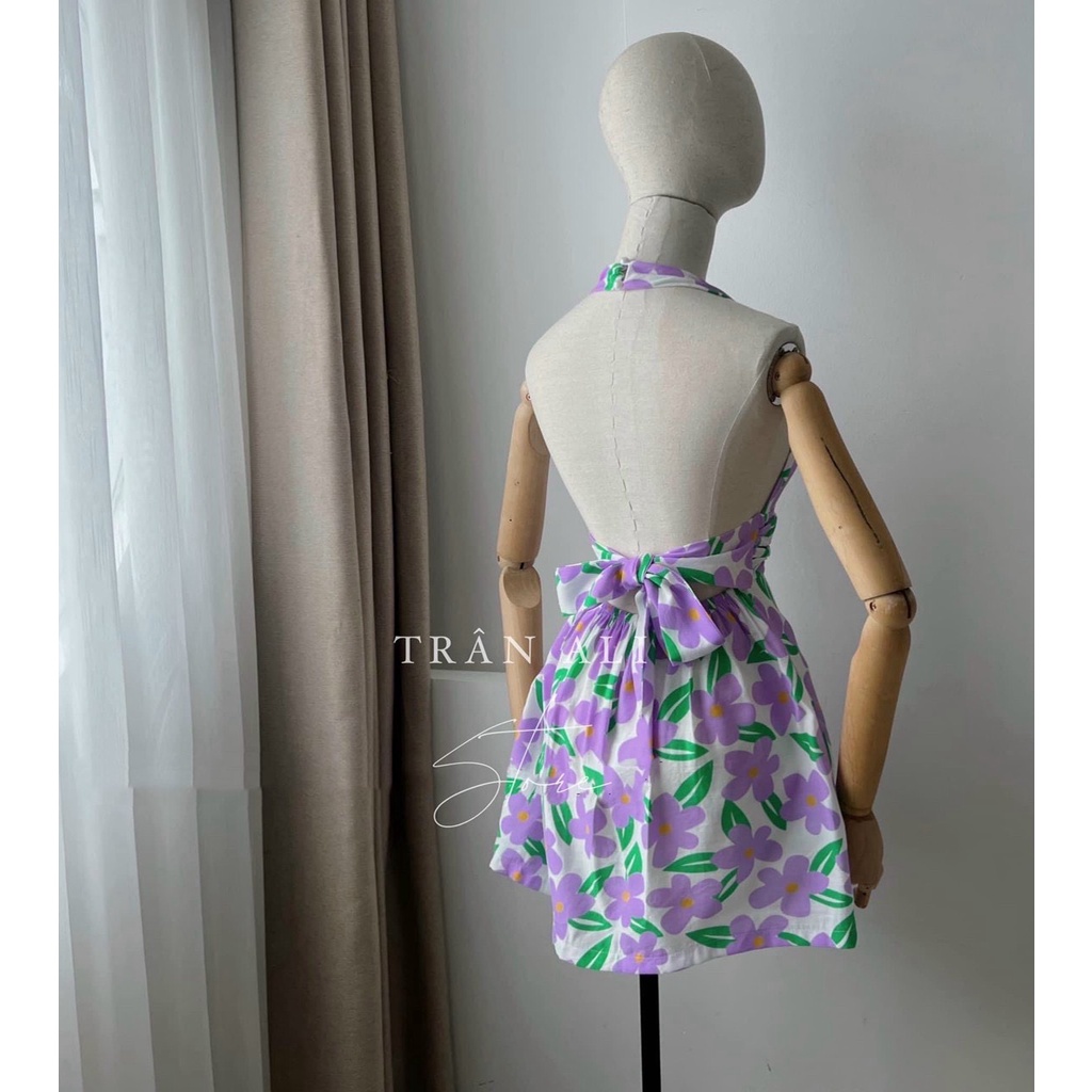 Đầm Lụa Họa Tiết Hoa Cổ V - Đầm Hở Lưng Cực Sexy Quyến Rũ,Năng Động - Phù Hợp Cho Nàng Đi Biển, Đi Chơi - Hàng Siêu Đẹp