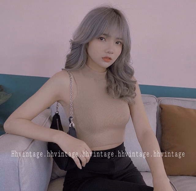 Áo croptop cổ lọ basic A50