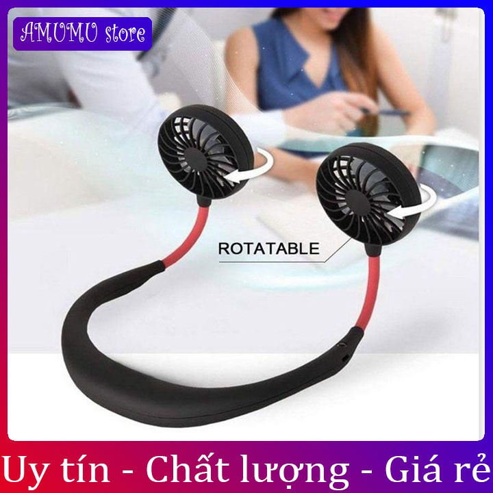 Quạt Tích Điện Đa Năng, Quạt mini quàng cổ siêu cute , Quạt Đeo Cổ Siêu Mát , Gấp Gọn, Tiện Lợi