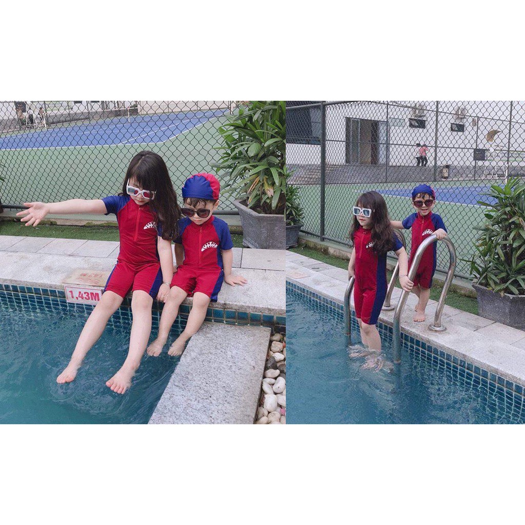 SIZE 8-22KG: Bộ bơi công chúa kèm mũ đáng yêu cho bé gái - BBCC