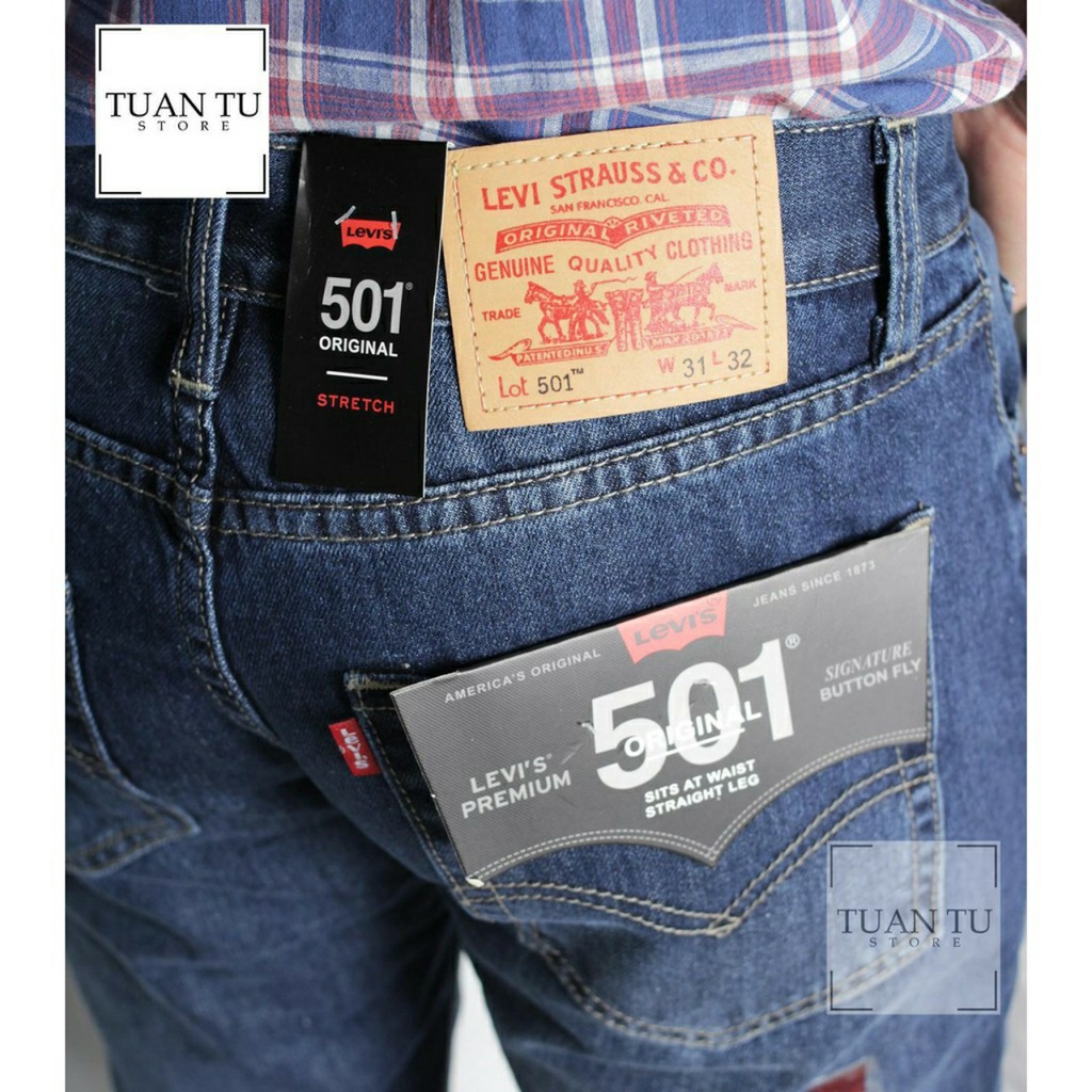 Quần jean dài nam ống suông Lv 501 (Form suông,chất vải ko co dãn,ống quần 20cm) 5 màu | BigBuy360 - bigbuy360.vn