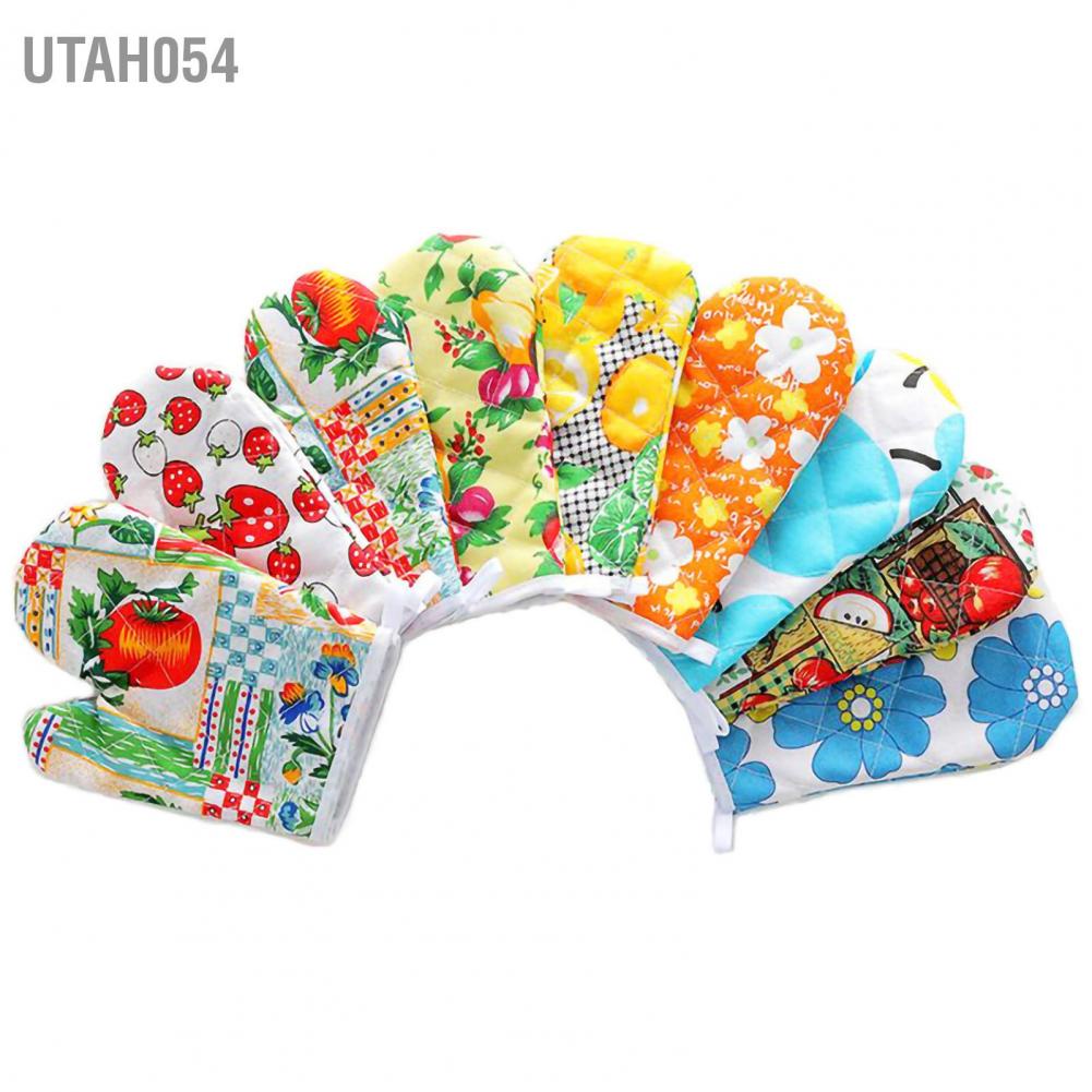 [Hàng Sẵn] Găng tay lò nướng chất liệu cotton polyester hoa văn in thiết kế dây buộc dùng nấu ăn với lò nướng lò vi sóng【Utah054】