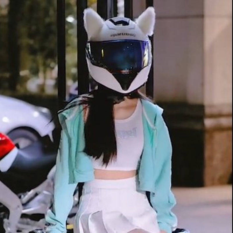 Mũ Bảo Hiểm Tai Mèo Phong Cách Lolita Hiệp Sĩ Đi Xe Máy Điện Trang Trí Cho Nam Và Nữ O do capacete para motociclos JA3