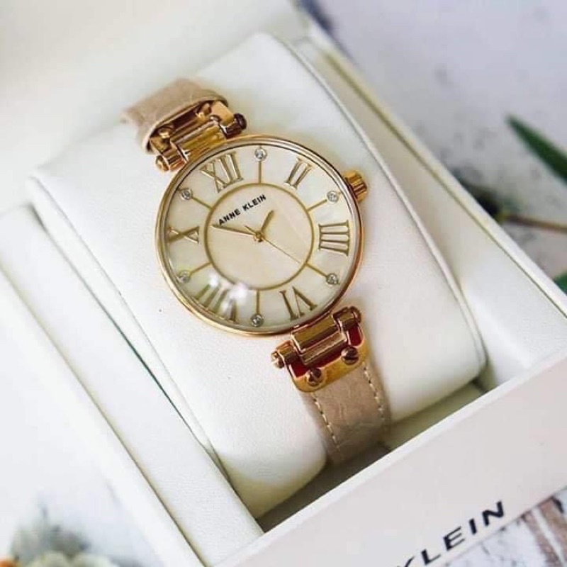 Đồng hồ Nữ anne Klein dây da case 34mm