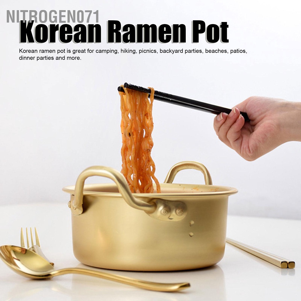 ❤️ Nitrogen071 Nồi nấu mì ramen trơn kiểu Hàn Quốc Khả năng dẫn nhiệt tốt di động có thể xếp chồng lên nhau nắp đậy cho Đi bộ đường dài cắm trại tại nhà