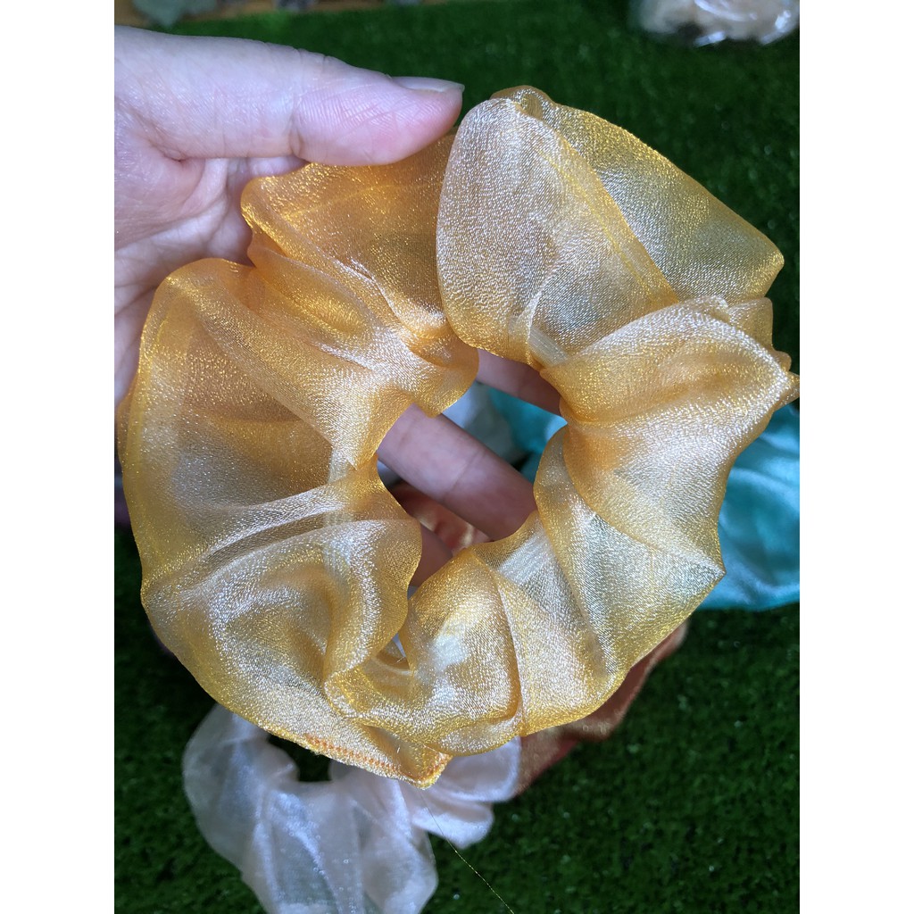 {Ảnh thật} Cột tóc vải hottrend scrunchies lụa ánh kim siêu đẹp