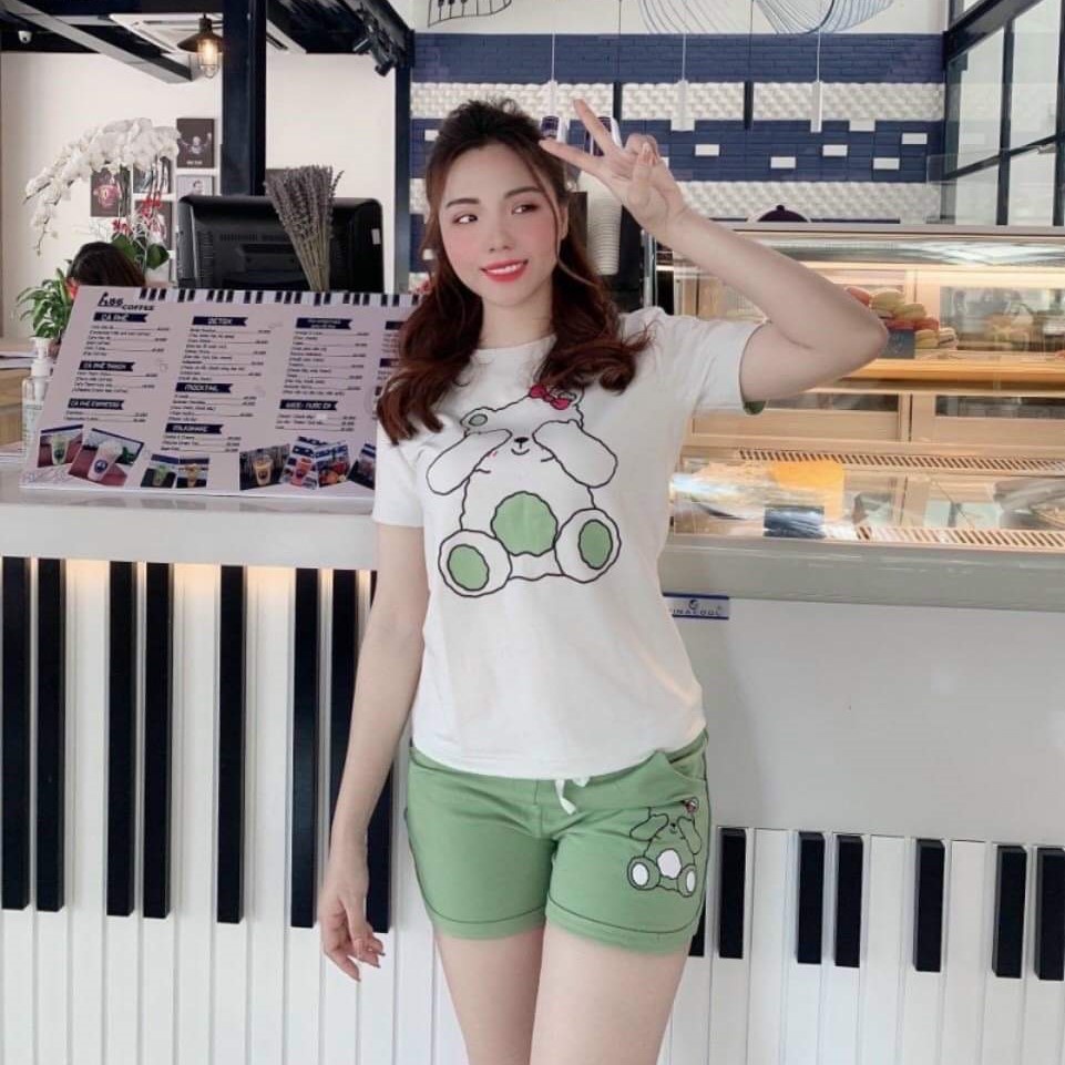Đồ bộ nữ vải cotton ép hình dễ thương mềm mại thoáng mát không xù không chùn