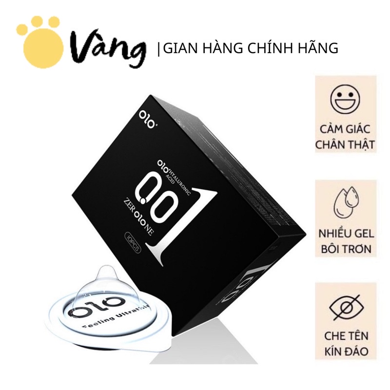 Bao Cao Su Siêu Mỏng An Toàn Tuyệt Đối Hương Dâu OLO 001 Feeling Ultrathin Đen 10 BCS