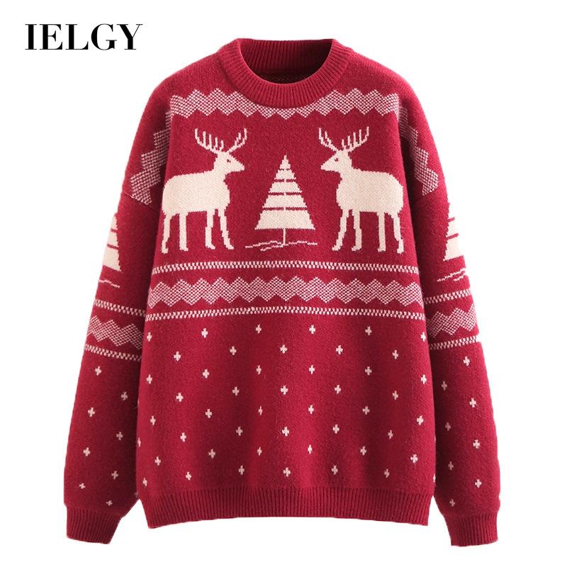 Áo sweater IELGY cỡ lớn hoạ tiết tuần lộc Giáng Sinh thời trang Hàn Quốc cho nữ