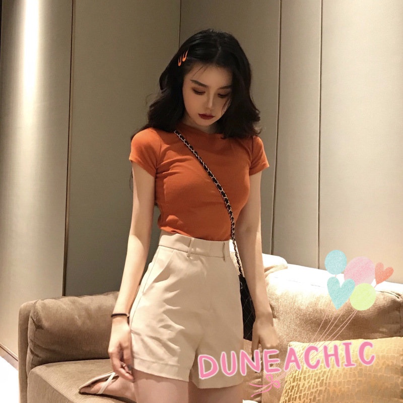 Áo Thun Nữ Tay Ngắn Màu Trơn Thời Trang Trẻ Trung