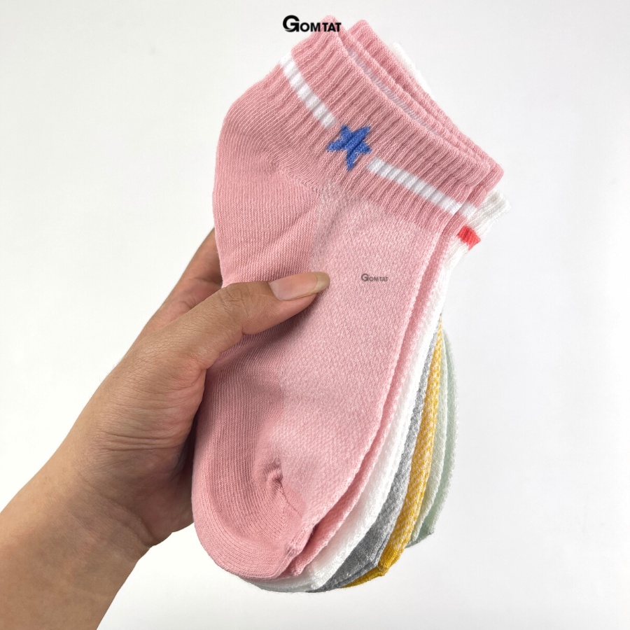 Set 5 Đôi Tất Nữ Cổ Ngắn GOMTAT Họa Tiết Ngôi Sao, Vớ Nữ Cổ Thấp Thời Trang Hàn Quốc Siêu Dễ Thương - CB015-2