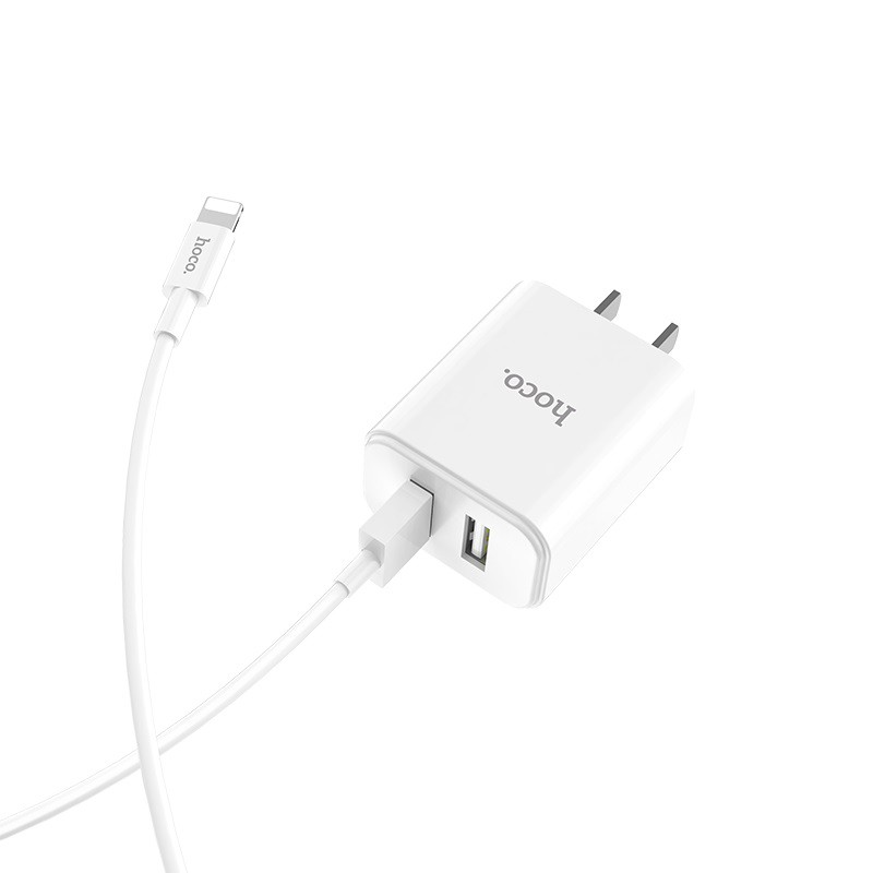 [Thoto Shop] Bộ sạc nhanh HOCO C62 | 2 cổng USB | kèm cáp Lightning cho iPhone/ iPad - hàng chính hãng