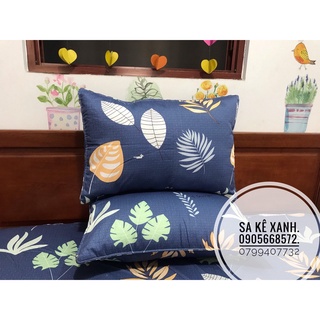 Bộ ga gối coton 100% không kèm chăn 4 món màu xanh đen sang sạch