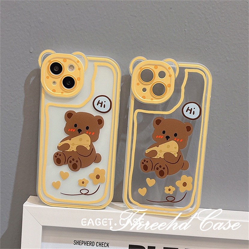 Ốp Điện Thoại Dẻo Họa Tiết Gấu Phô Mai Dễ Thương Cho iPhone 14 13 12 11 Pro Max SE2020 X XR Xs Max 7 8 Plus