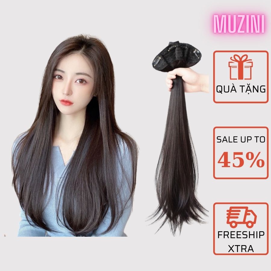 Tóc giả nữ Muzini tóc kẹp 6 phím thẳng dài tự nhiên phong cách Hàn Quốc TG20