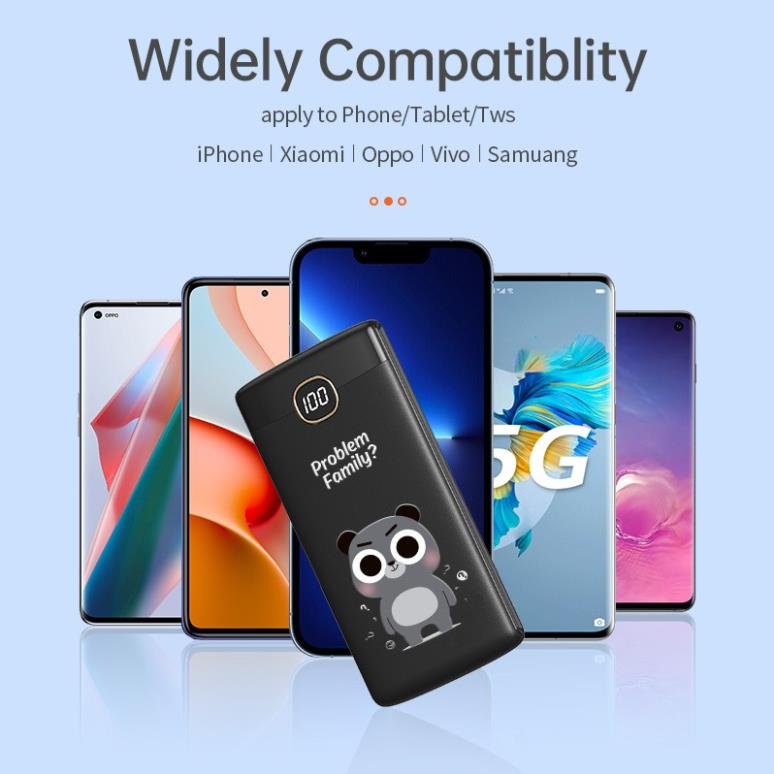 Sạc dự phòng 10000mAh BASIKE sạc nhanh mô hình động vật hoạt hình Màn hình kỹ thuật số LED