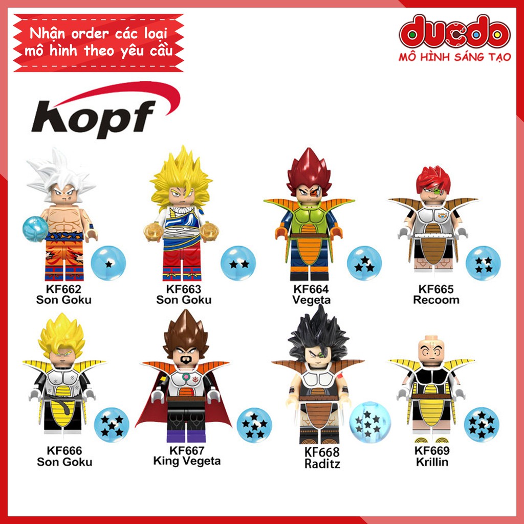 Minifigures các nhân vật 7 viên ngọc rồng mới nhất - Đồ chơi Lắp ghép Mini Dragon Ball Goku KF6057 Mô hình