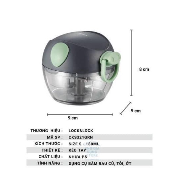 Xay tỏi ớt cầm tay Lock&amp;Lock, máy xay mini đa năng