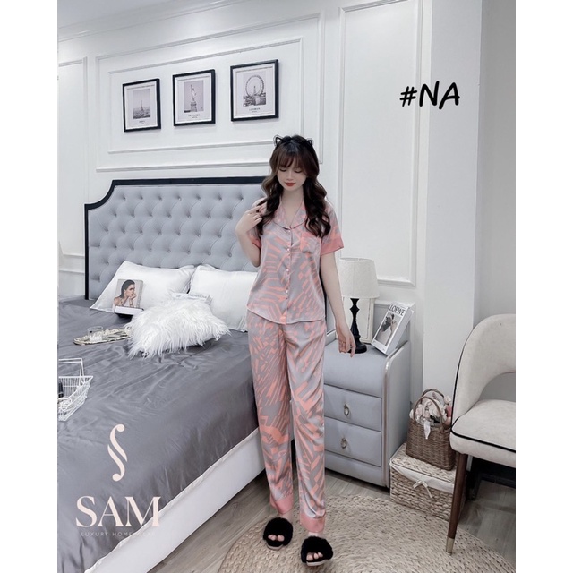 Bộ đồ LỤA SAM - choco mặc nhà. SET đồ ngủ thiết kế dáng dài thu đông siêu sang chảnh, họa tiết siêu xinh, trẻ trung
