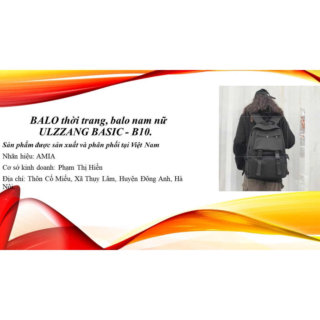 (Có sẵn) BALO thời trang, balo nam nữ ULZZANG BASIC trẻ trung, năng động, chống nước B10