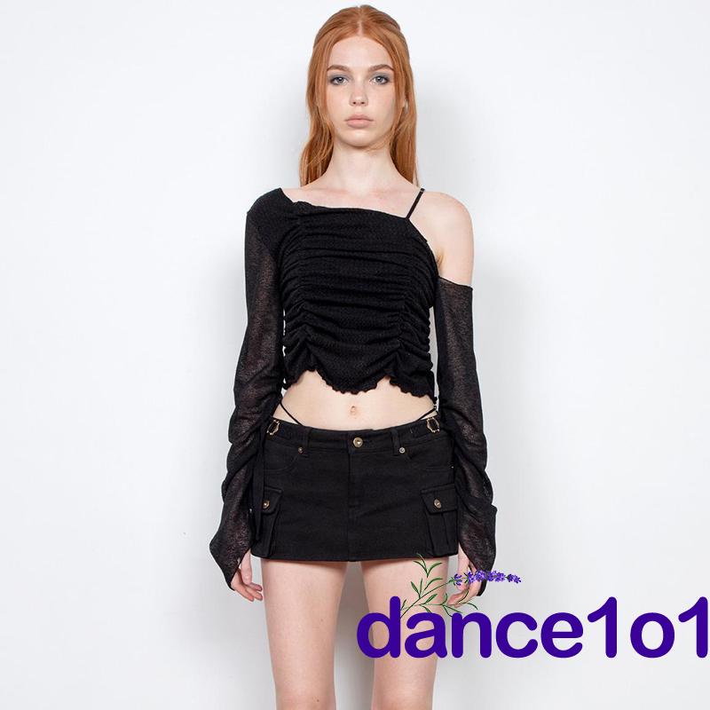 Áo Tay Dài Lệch Tà Dáng Ôm Cho Nữ 1O1-