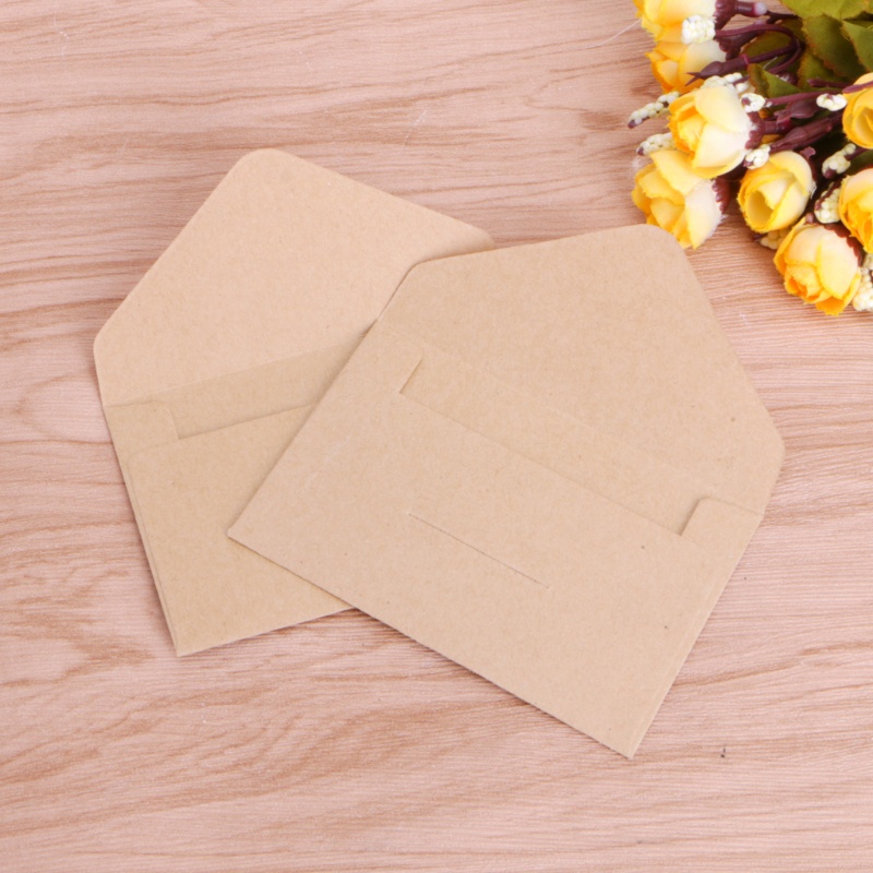 Set 50 Phong Bì Giấy Phong Cách Vintage Châu Âu Dùng Làm Quà Tặng 10.5x6.8cm