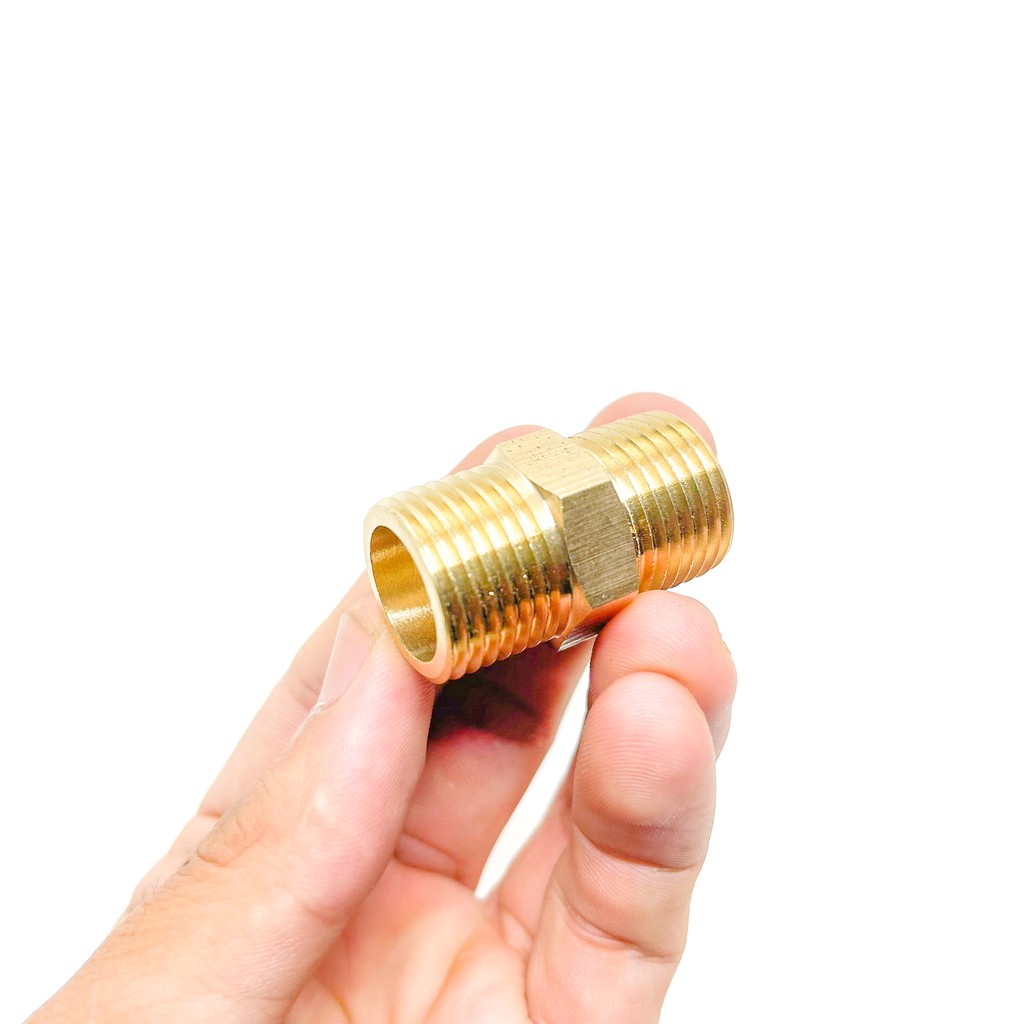 [GIÁ SỐC] Kép thau, hai đầu ren ngoài, nối ren thau (Brass pipe fitting reducing-hexagon nipple) - Bằng đồng