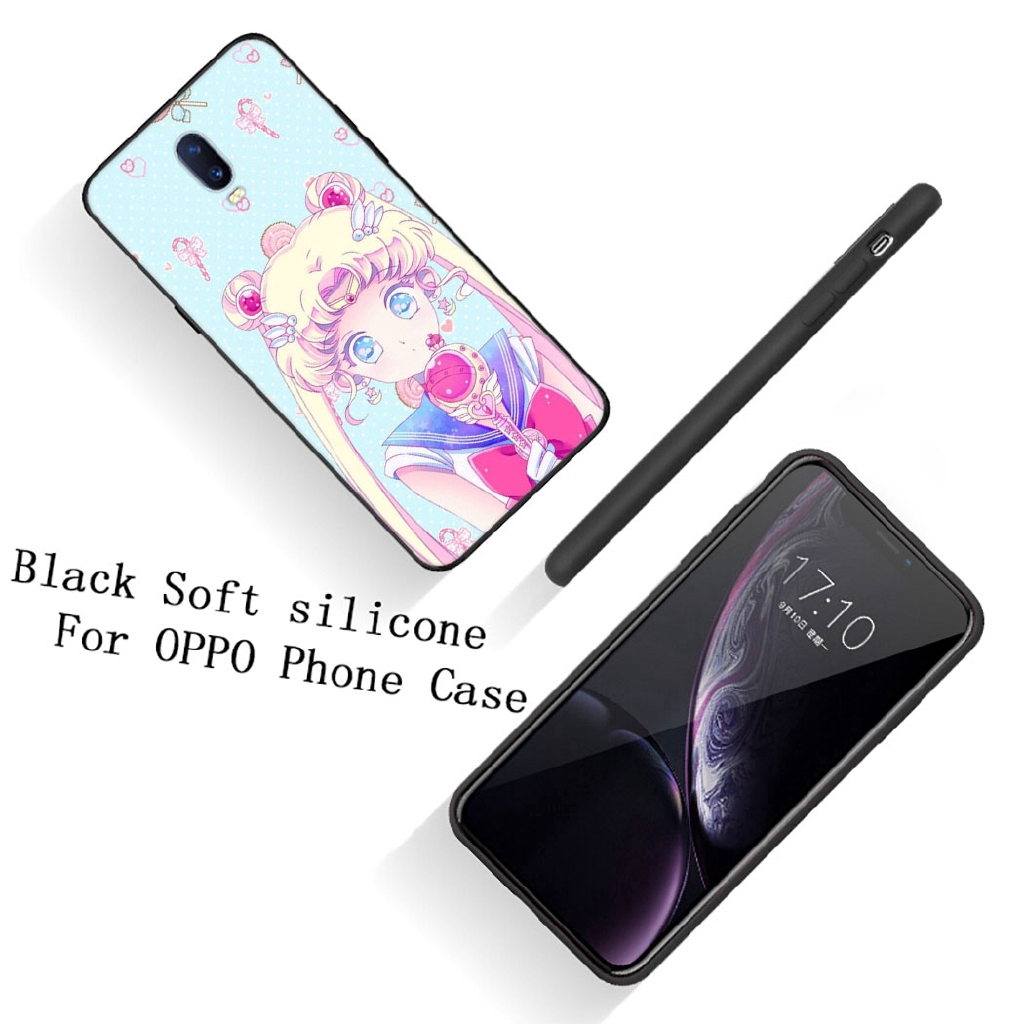 Ốp điện thoại silicon mềm đen hình Thủy thủ Mặt trăng cho OPPO Realme 6 C3 5s X2 Pro A92S C2 A12 F15 A91 A31 A8 A92 A52