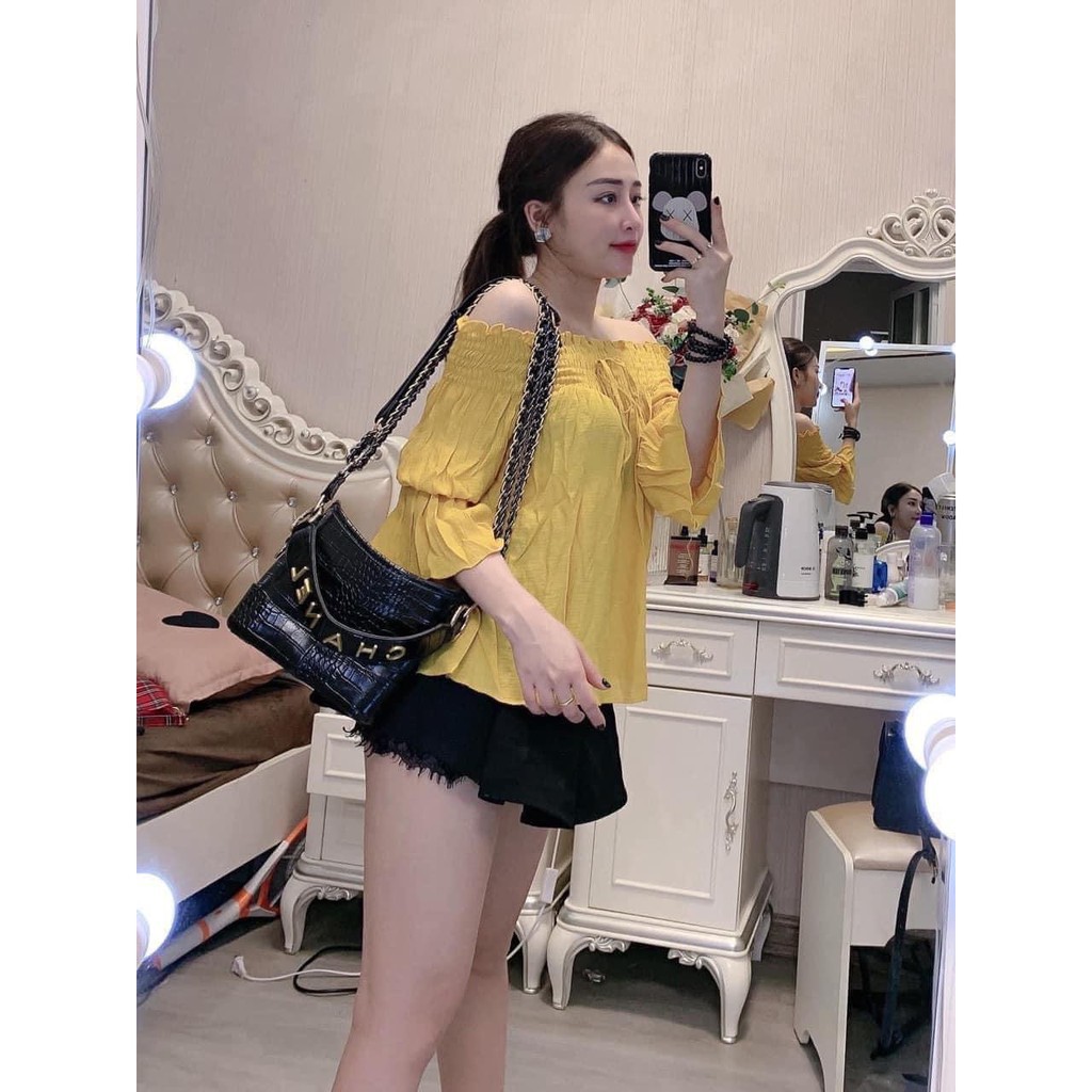 Túi xách Boho đen vân style - Túi đéo chéo nữ thời trang hàng quảng châu đẹp DC.Fashion