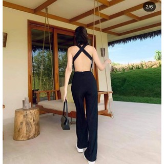 (có mút) Jumpsuit hở lưng đắp chéo