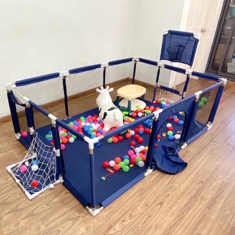 Quây bóng cho bé, Quây cũi kiêm lều bóng, Quây inox chữ nhật, kích thước 1m2x2m3
