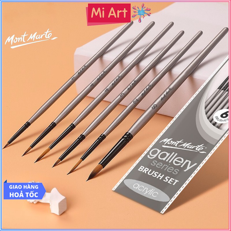 Bộ 6 Cọ Acrylic Mont Marte - Gallery Series Brush Set Acrylic 6pce - BMHS0008