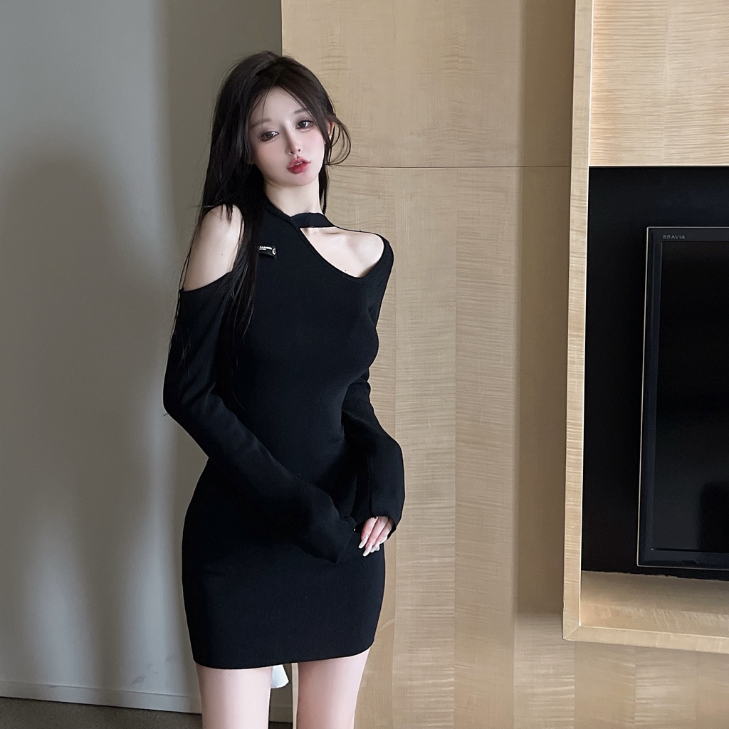 DUNEA Đầm Body Dệt Kim Thiết Kế Hở Lưng Quyến Rũ Cho Nữ 3.8