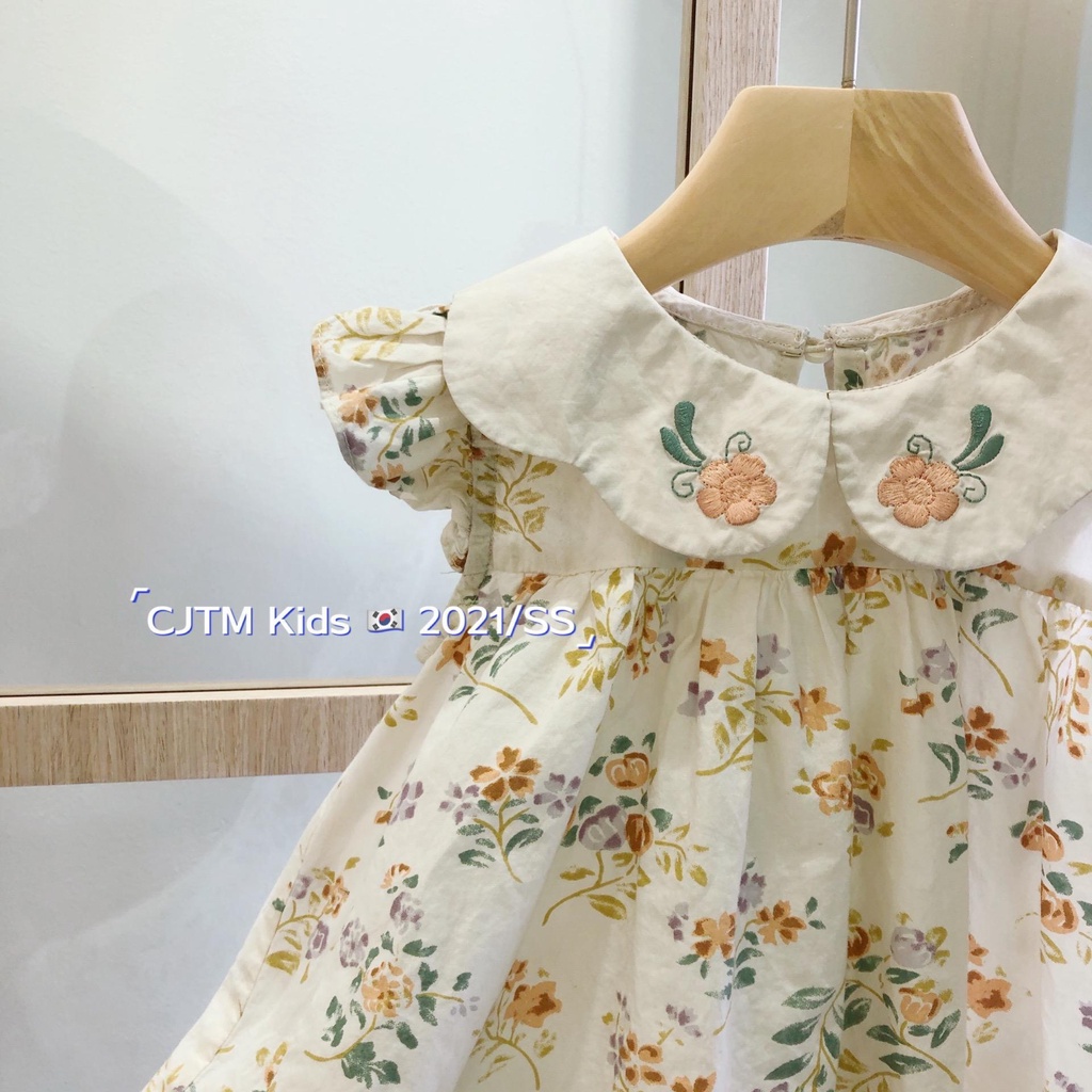Đầm Cotton Trơn Mùa Hè Phong Cách Nhật Hàn Mới 2022 Cho Bé Gái