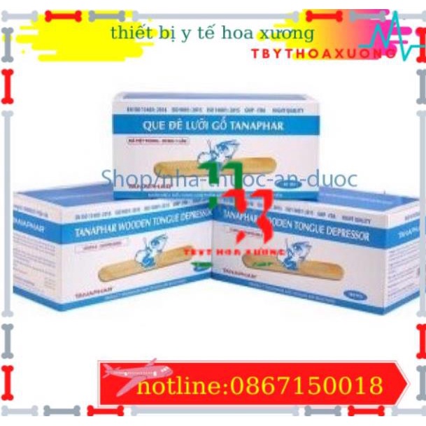 Đè lưỡi gỗ Tanaphar Hộp 100 que từ gỗ cây Bồ đề.