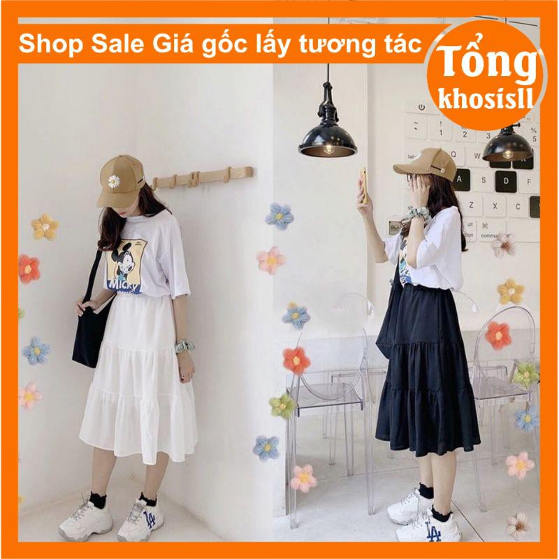 Chân Váy nữ 3 tầng,đầm nữ đẹp 2 màu Đen,Trắng